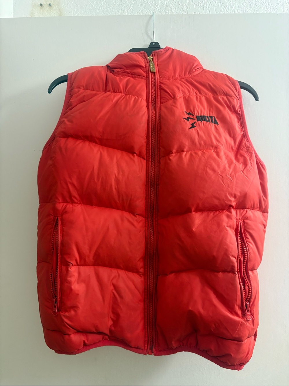 Red Quilted Puffer Vest with Zip Pockets